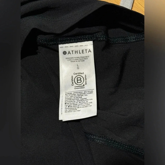 Athleta Black Ribbed Pacifica Dress Midi Athleisure Size Large NWOT - Picture 5 of 8